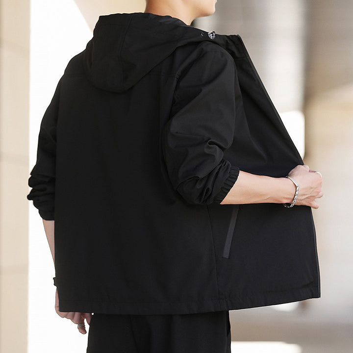 Men's Ultralight Hooded Shell Jacket in Urban Minimal Style with Windproof Membrane and Zipper Pockets Mune Fashion
