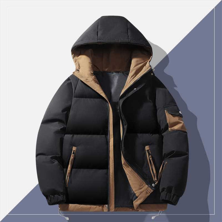 Men's urban padded anorak with hood, contrasting lining and multi pockets Mune Fashion