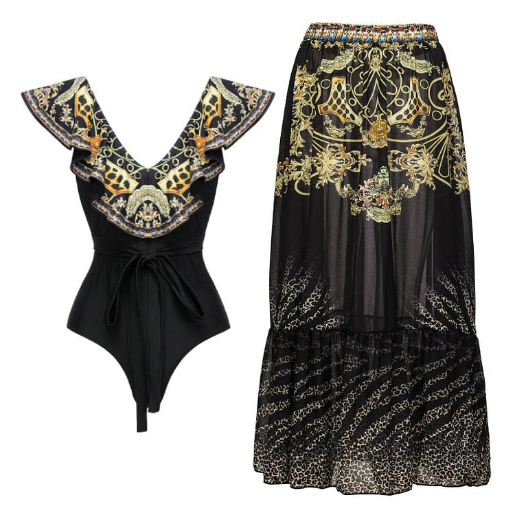 Women’s one-piece swimsuit with elegant design and matching wrap Mune Fashion