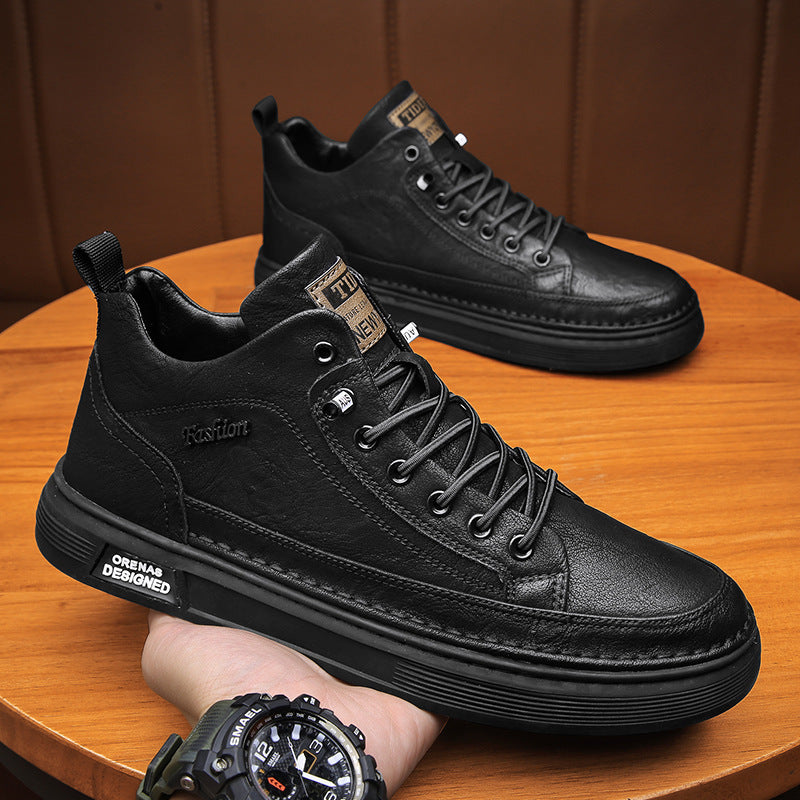 Women's fashionable high-top sneakers with high-quality leather upper material Mune Fashion
