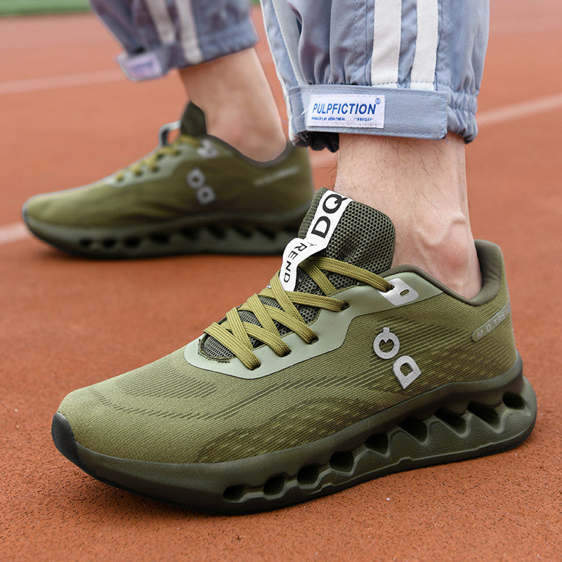 Men's trail-inspired comfort sneaker with ventilated hollow chamber cushioning and seamless knit upper Mune Fashion