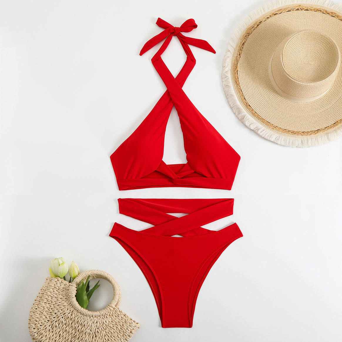 Women's bikini set with adjustable straps and elegant cross design Mune Fashion