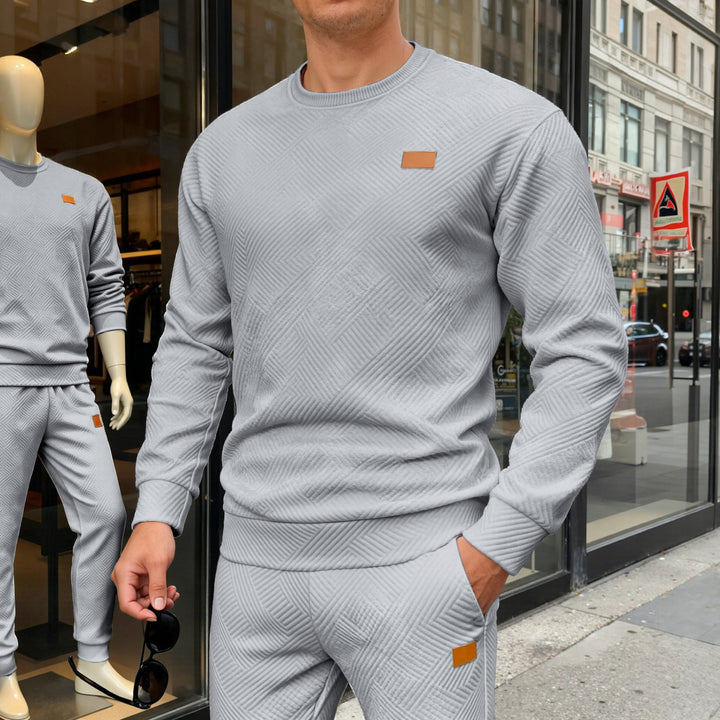 Men's cotton knit sweater with diamond pattern, round neck and elastic cuffs Mune Fashion