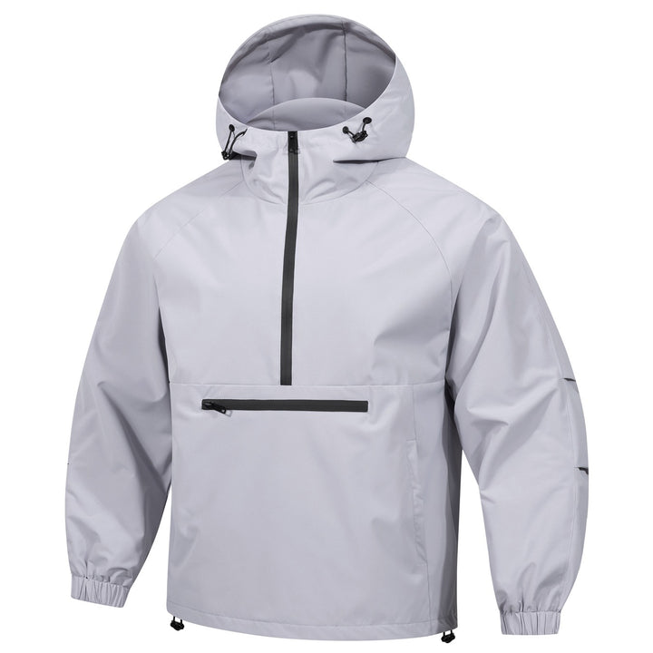 Men's Wind and Water Repellent Anorak Pullover Jacket with Half Zip and Kangaroo Pocket Mune Fashion
