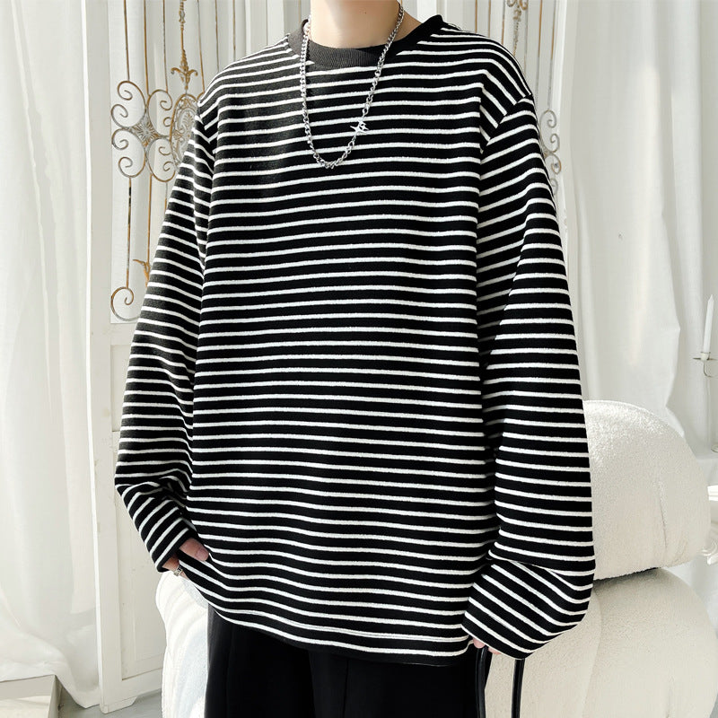 Unisex Casual Striped Long Sleeve T-Shirt Mune Fashion