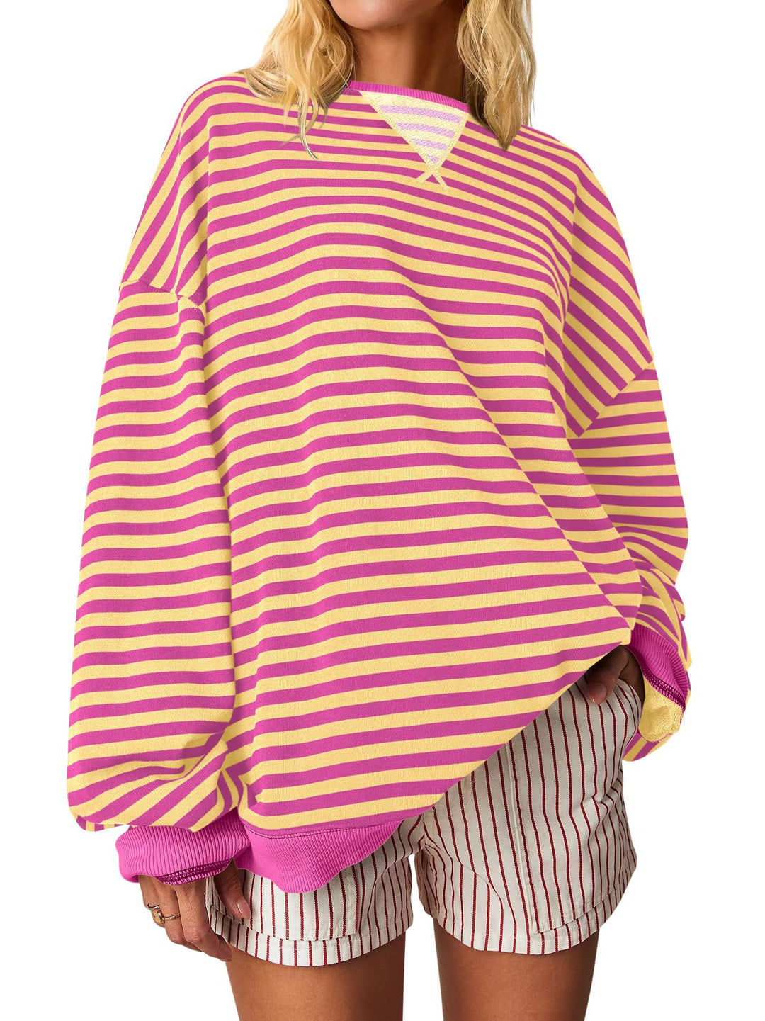 Women Oversized Striped Sweatshirt
