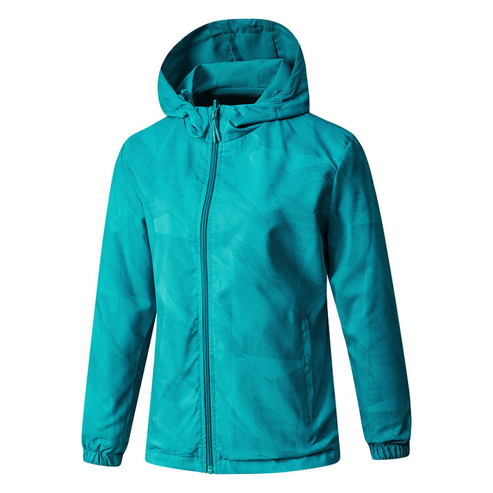 Women Lightweight Technical Hooded Jacket Water-Repellent with Full Zip and Elastic Cuffs Mune Fashion