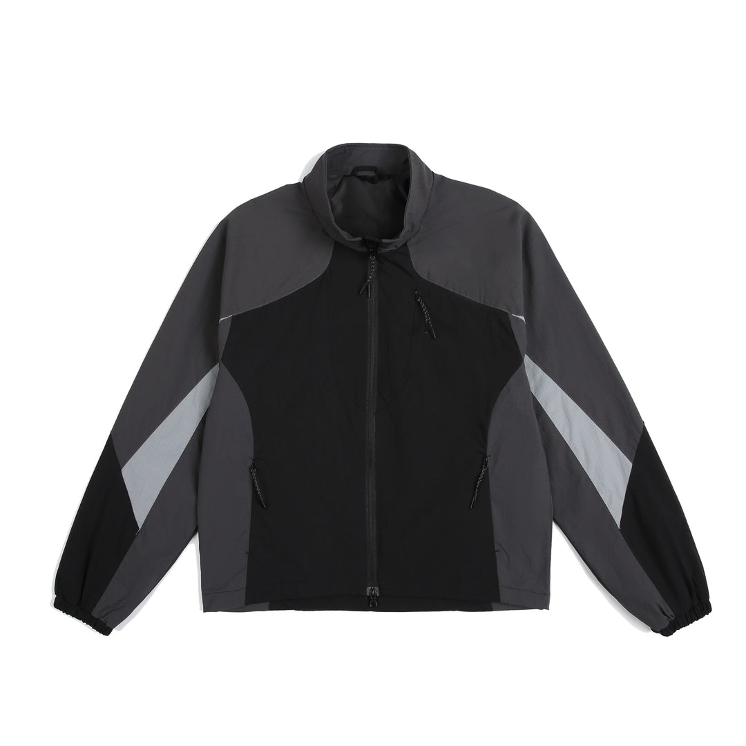 Unisex Lightweight Windbreaker with High Collar, Color Mix Panels and Adjustable Hem Mune Fashion