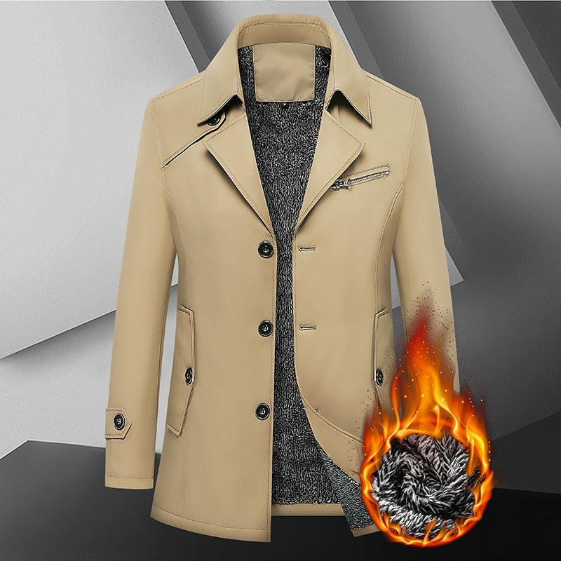Men's transitional jacket in urban short trench style with notch collar, chest zipper, and patch pockets Mune Fashion