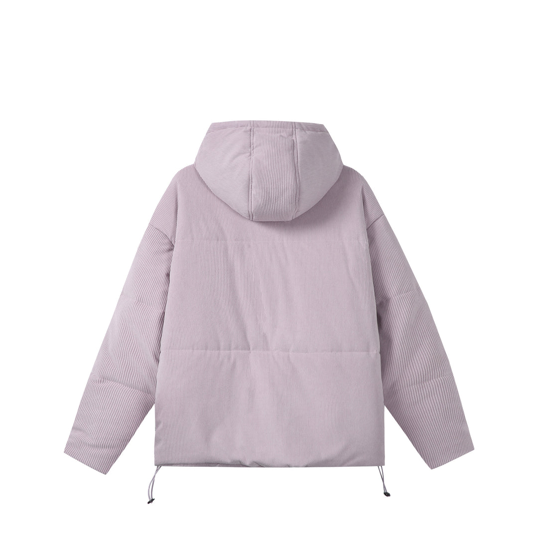 Unisex Quilted Cord Parka in Boxy Cut with High Collar and Drawstring Mune Fashion