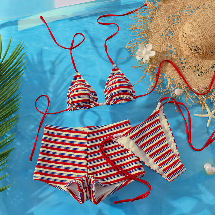 Ladies Beach Bikini Set with charming striped pattern Mune Fashion