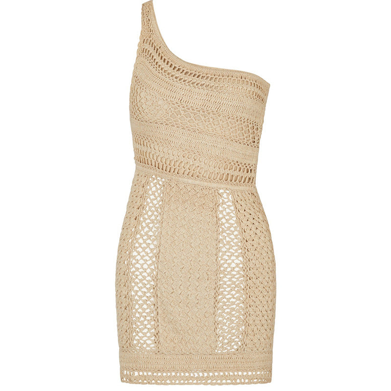 Women's crocheted mini dress with asymmetric design Mune Fashion