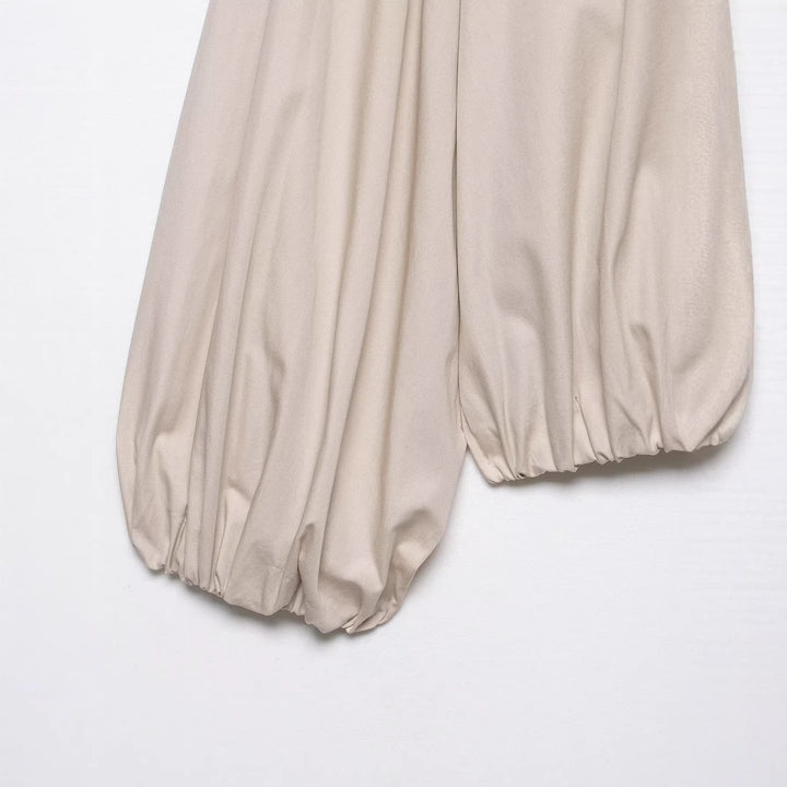 Women's Oversize Blouse with Balloon Sleeves and Scarf Collar Mune Fashion