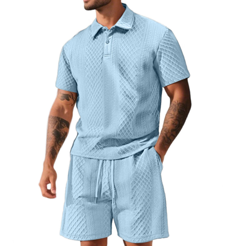 Men's structured polo shirt and bermuda shorts set made of quilted cotton blend Mune Fashion
