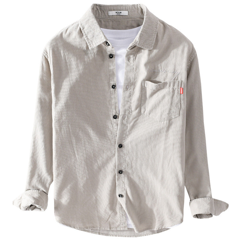 Men's Loose Cotton-Linen Layering Shirt with Chest Pocket and Soft-Touch Texture Mune Fashion