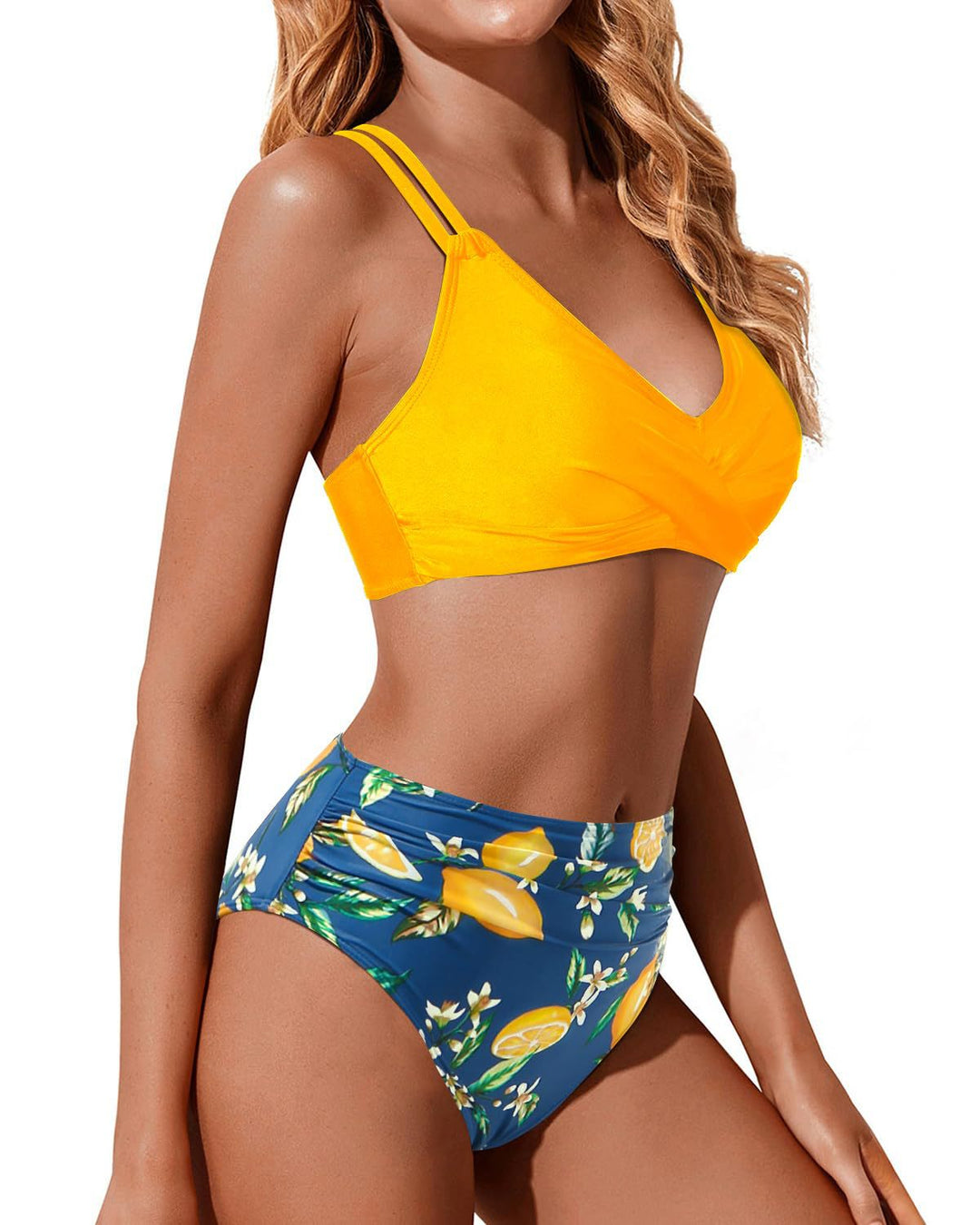 Women's High-Waisted Bikini Set with Ruffled Top Mune Fashion