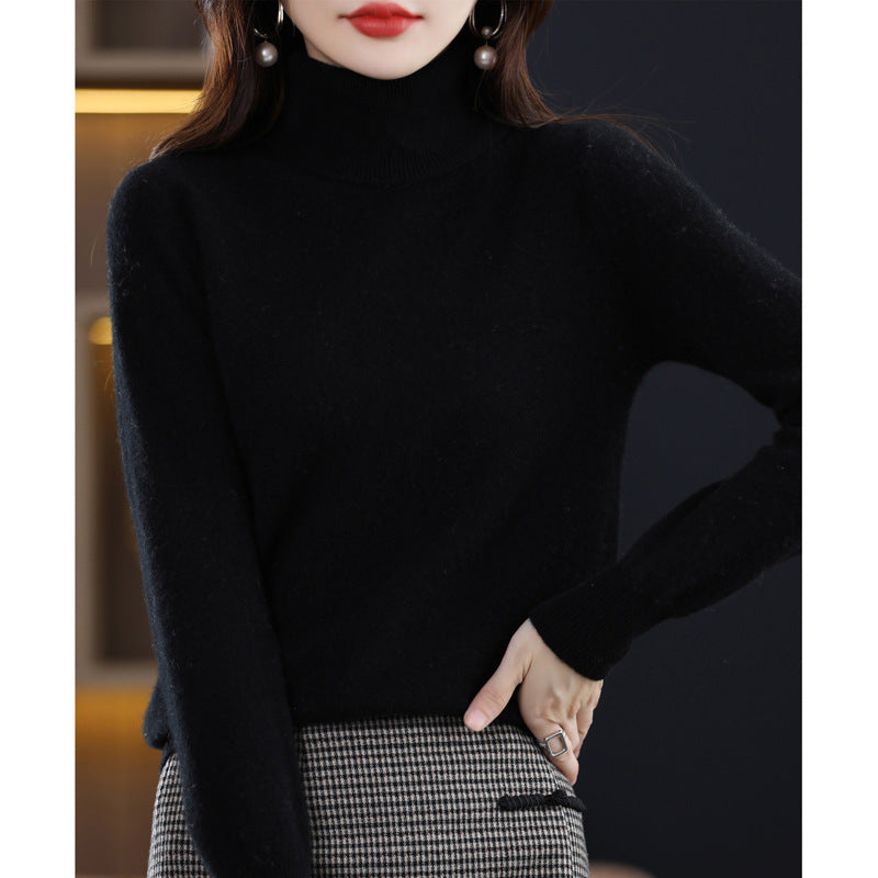Women's Slim-Fit Turtleneck Sweater made of Cashmere-like Fine Knit with Soft Pile Mune Fashion
