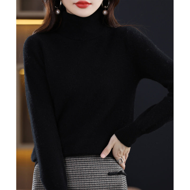 Women's Slim-Fit Turtleneck Sweater made of Cashmere-like Fine Knit with Soft Pile Mune Fashion