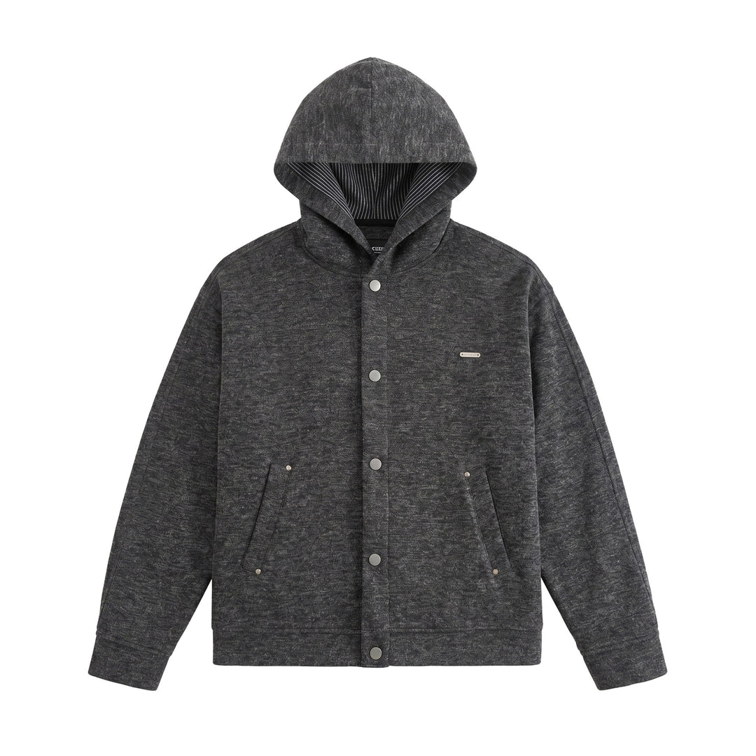 Unisex Short Cut Boxy Hoodie Jacket made of Sweat with Snap Placket and Side Pockets Mune Fashion