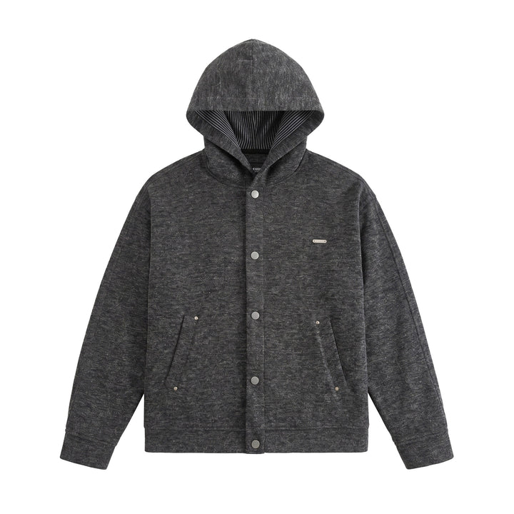 Unisex Short Cut Boxy Hoodie Jacket made of Sweat with Snap Placket and Side Pockets Mune Fashion