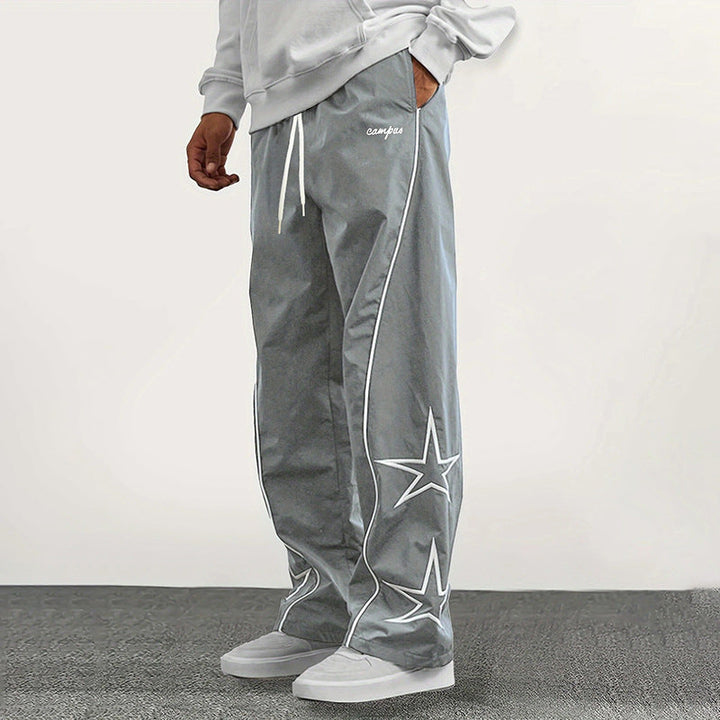 Men's Casual Sports Pants with Striking Star Design Mune