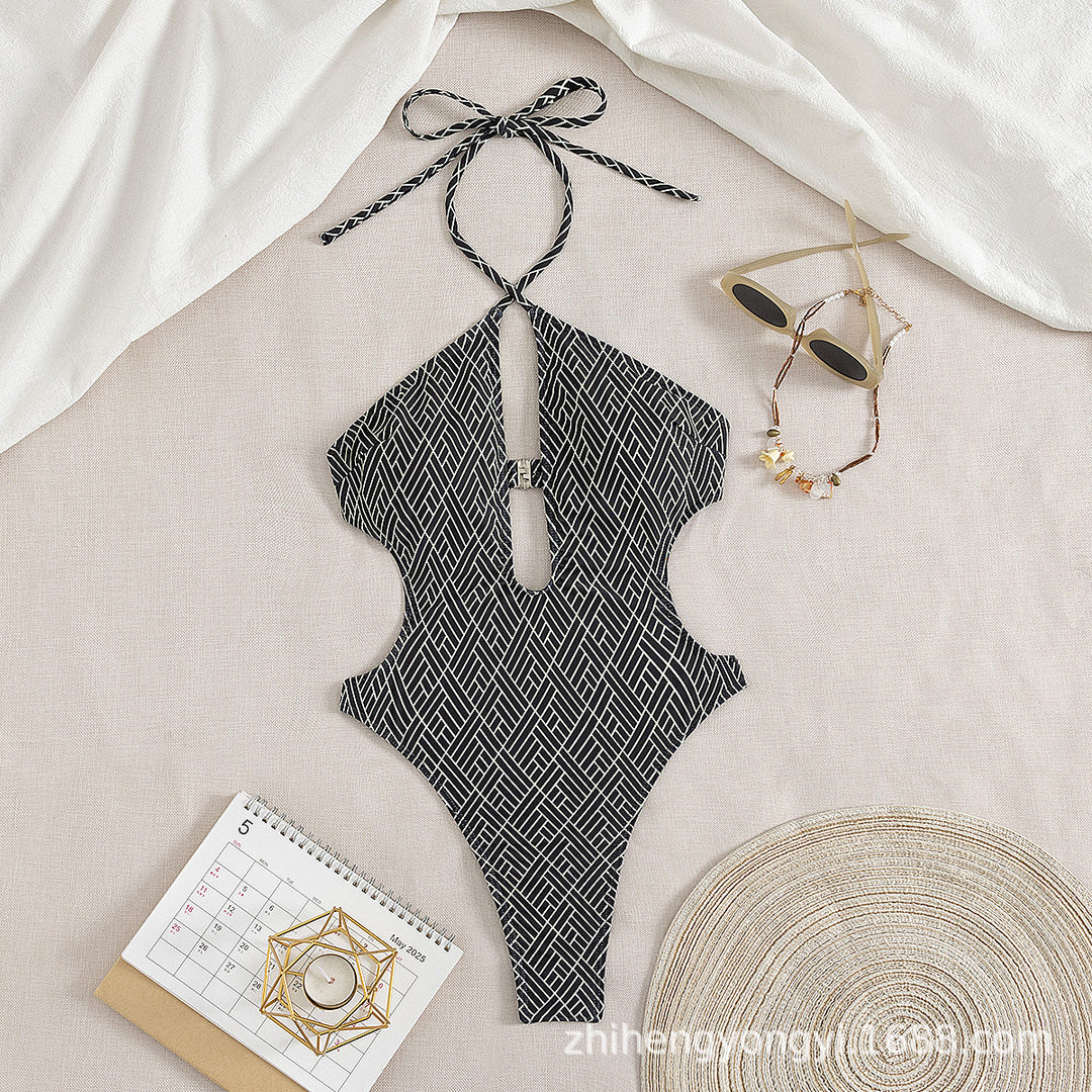 Women One-Piece Swimsuit with Creative Cut-Out Mune Fashion