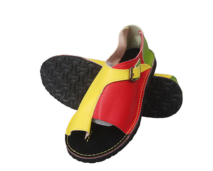 Men's handmade leather sandals with open toe adjustable buckle closure and cushioned comfort insole Mune Fashion