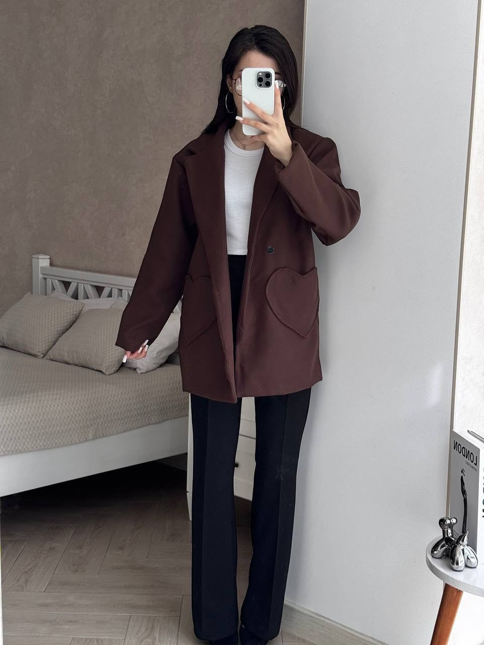 Women's Oversized Blazer-Coat with Heart-Shaped Pockets Mune Fashion