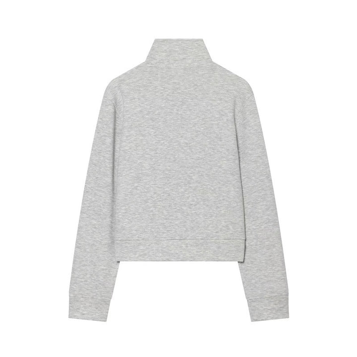 Women's Cropped Sweat Jacket in Military Look with Stand-up Collar and Decorative Button Placket Mune Fashion