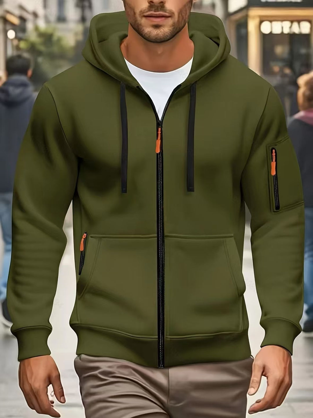 Men's functional hooded jacket with full zip, arm pocket, and elastic cuffs Mune Fashion