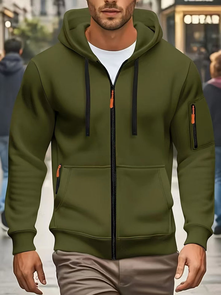 Men's functional hooded jacket with full zip, arm pocket, and elastic cuffs Mune Fashion