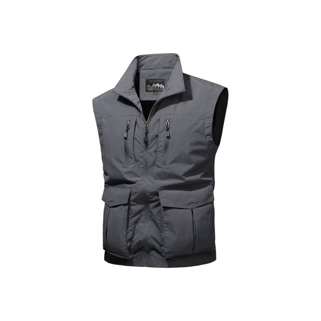 Men's Travel Performance Vest with High Collar, Water-Repellent Microfiber and Multiple Pockets Mune Fashion