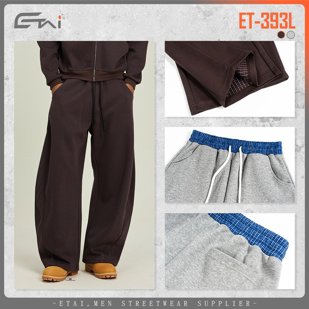 Women's Loose Cropped Sweatpants with Drop Crotch, Drawstring and Contrasting Waistband Mune Fashion