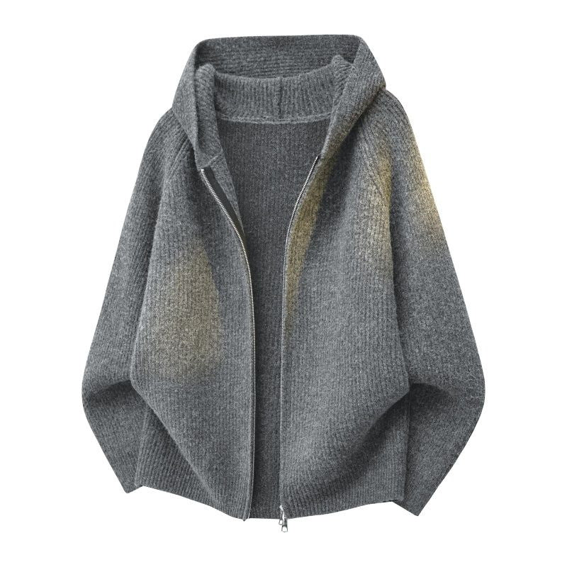 Women's Oversize Knit Hoodie Cardigan with Full Zipper Mune Fashion
