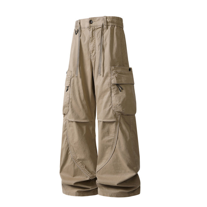 Men's loose-fitting utility cargo pants with multiple pockets and adjustable waistband Drune