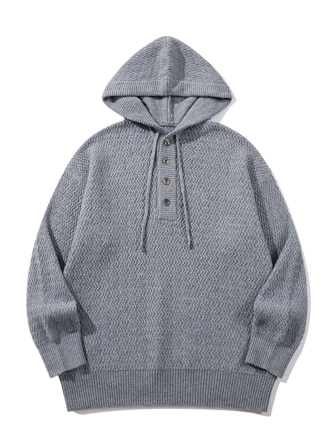 Unisex Structured Hooded Knit Sweater with Henley Button Placket Mune Fashion
