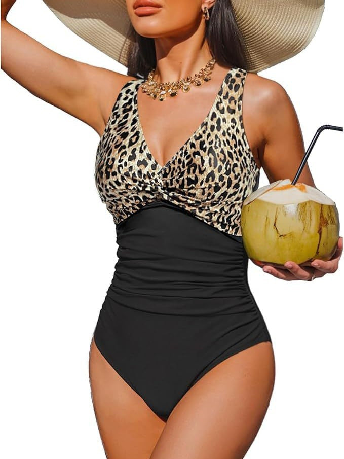 Ladies Elegant One-Piece Swimsuit with Fashionable Twist Mune Fashion