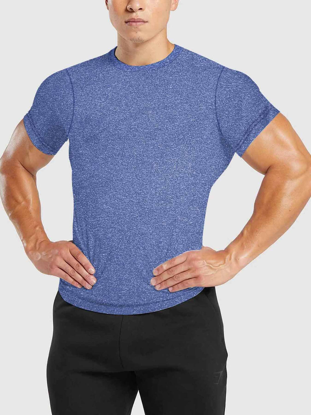 Men's slim fit round neck performance shirt with elastic side wedge and flat seams Mune Fashion