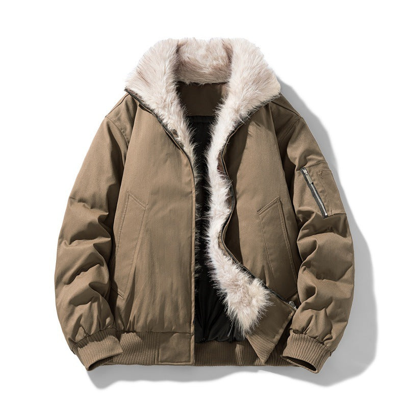 Men's nappa padded bomber jacket with synthetic fur collar and windproof insulation Mune Fashion