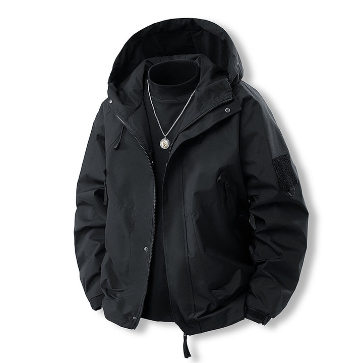 Men's Waterproof Outdoor Jacket with Adjustable Hood