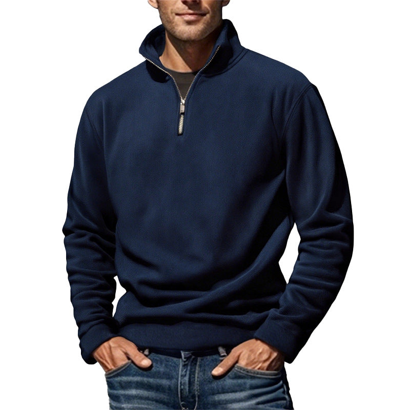 Men's Nano Fleece Half-Zip Pullover with Stand-Up Collar and Ribbed Cuffs Mune Fashion
