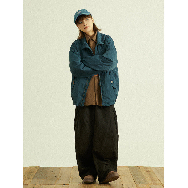 Men's Wide Baggy Cargo Pants with Pleat Details and Elastic Waistband Mune Fashion