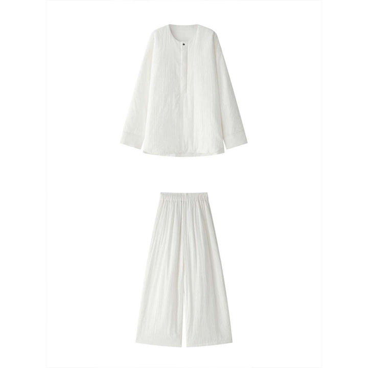 Women's Wide Tunic Set with Textured Fabric, Wide Sleeve and Palazzo Pants Mune Fashion