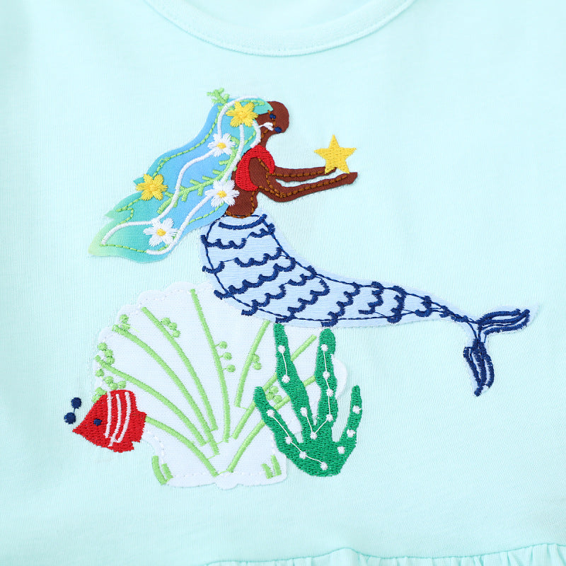 Girls Cotton Dress with Cute Mermaid Design Mune Fashion
