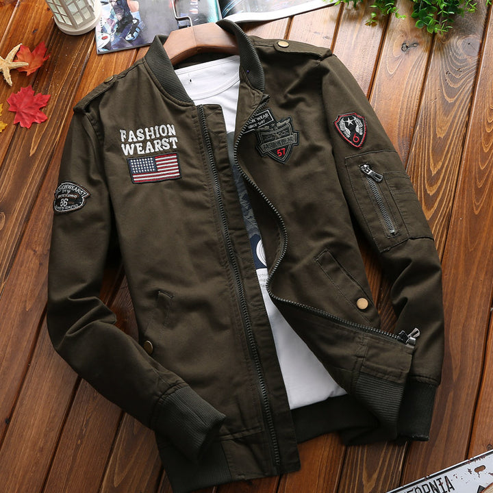 Men's urban patchwork bomber with zipper arm pocket and ribbed cuff Mune Fashion