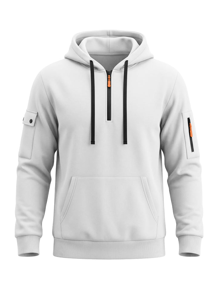 Men's hoodie with half zipper and utility arm pocket Mune Fashion