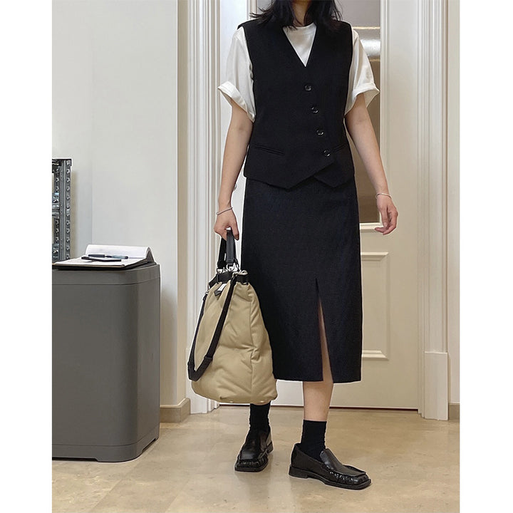 Women's Tailored Tailoring Waistcoat with V-Neck, Four-Button Front and Piped Insert Pockets Mune Fashion
