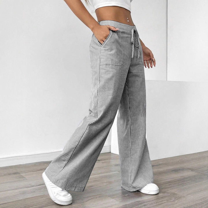 Women wide cotton lounge pants with drawstring and side pockets Mune Fashion