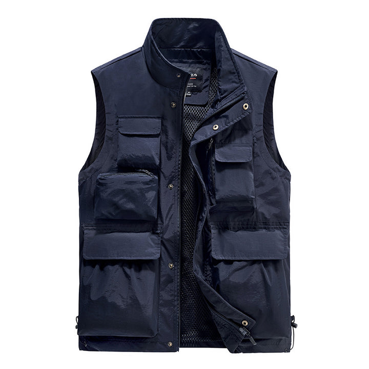 Men's Fleece-Lined Multifunction Utility Vest with Numerous Cargo Pockets and Adjustable Hem Mune Fashion