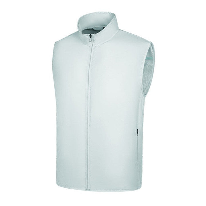 Men's lightweight short sleeve vest with stand-up collar, water-repellent nylon blend and zippered pockets Mune Fashion